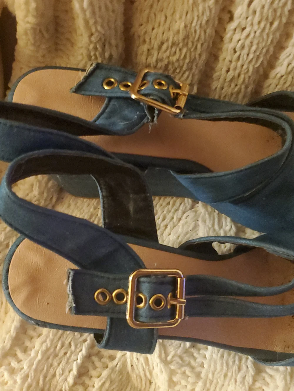 Rampage Navy Blue Strappy Wedge Sandals